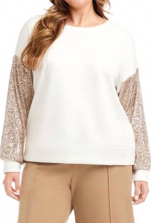 Karen Kane Sequin Sleeve Top - Plus In Cream