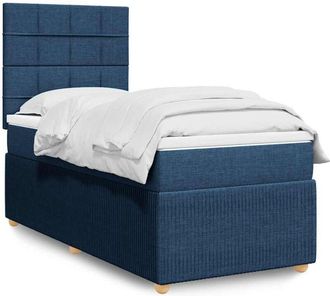 vidaXL Cama Box Spring Con Colch&oacute;n Tela Azul 80x200 Cm Vidaxl