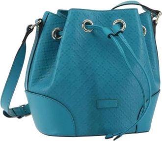 Gucci Pre-owned Vintage Bucket Bag - Dames - Vintage Tas - Blauw - ONE Size - Leer - Vintage