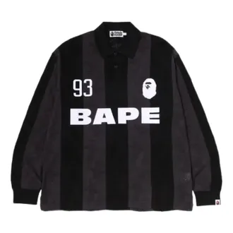A Bathing Ape Stripe Pattern Jacquard Multi Logo T-Shirt Black 1M30111311-BLACK