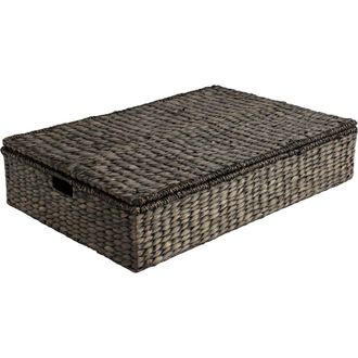 Happimess Holden 30 Classic Costal Hand-Woven Hyacinth Wicker Under Bed Storage Basket with Lid in Black at Nordstrom