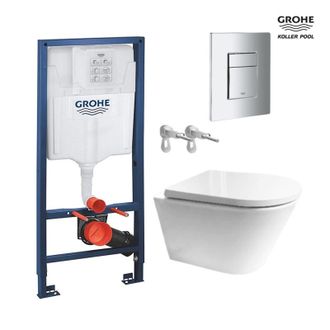 GROHE Bastidor Grohe Pack Cisterna Empotrada Y Pulsador Cromo Brillo Con Inodoro Susp Vortex Orion Tapa Envolvente Blanco Brillo
