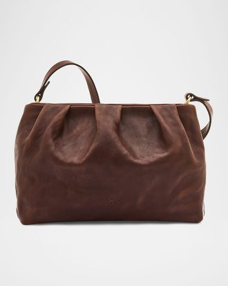 IL BISONTE Accademia Pleated Leather Crossbody Bag