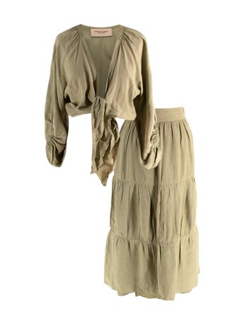 Adriana Degreas Pale Green Midi Skirt and Top Coord Size S