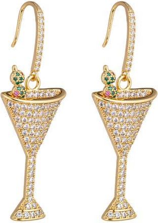 Eye Candy Los Angeles Pav&eacute; Cubic Zirconia Olive Martini Drop Earrings in Gold at Nordstrom Rack