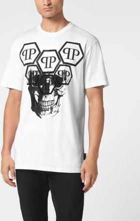 Philipp Plein T-Shirt Round Neck Ss Stones Skull Men in White at Nordstrom, Size Xxx-Large