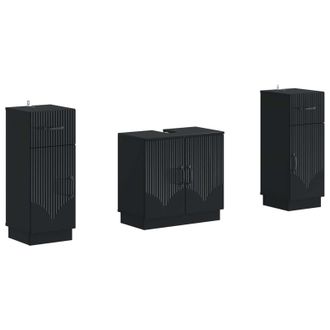 vidaXL Juego De Gabinete De Ba&ntilde;o De 2 Piezas Hoorn Negro Vidaxl