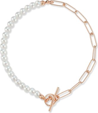 Glaze Jewelry Sterling Silver Cultured Pearl & Paperclip Toggle Bracelet