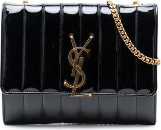 Saint Laurent Pre-owned Womens Medium Patent Vicky Crossbody - Black Leather - One Size