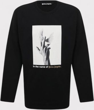 Palm Angels Mens Wings Loose Tee Long Sleeve Black - Size 2XS