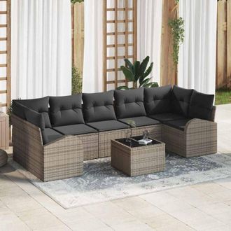 vidaXL Conjunto De Sof&aacute; De Jard&iacute;n 8 Pcs Gris 55 X 55 X 37 Cm Vidaxl