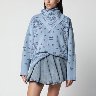 Alanui Maglione con motivo jacquard bandana azzurro