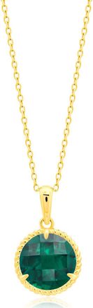 MAX + STONE 14k Yellow or White Gold Roped Halo 6mm Round Gemstone Pendant Necklace