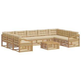 vidaXL Conjunto De Sof&aacute;s De Exterior 10 Uds. Y Beige Poli&eacute;ster Vidaxl