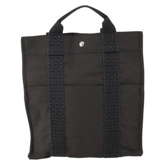 Herm&egrave;s Herline Canvas Gray Canvas Backpack Bag (Pre-Owned)