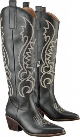 Mi.iM Womens Giada Embroidered Knee High Boots In Black