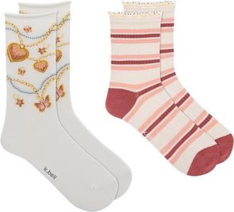 K. Bell Socks Assorted 2-Pack Charms Crew Socks in White Multi at Nordstrom, Size 9