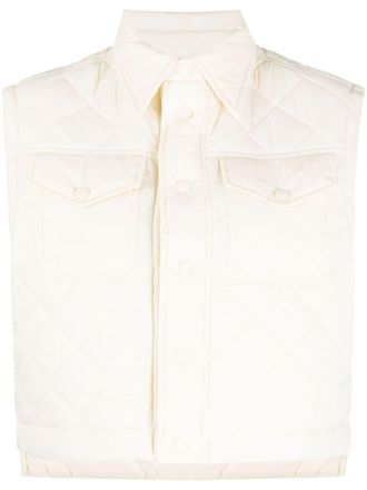 Polo Ralph Lauren diamond-quilted cropped gilet - women - Recycled Nylon/Recycled Polyester/Recycled Nylon/Polyester - L - Neutrals