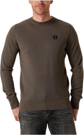 Butcher of Blue Bruine Structuur Crew Sweater - Heren - Ronde hals truien - Grijs - 2XL - Truien & Vesten