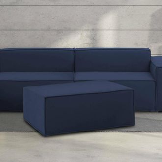 Dmora Dmora - Puff Dabdella, Otomana De La Sala De Estar, 100% Made In Italy, Sill&oacute;n Relax En Tela Tapizada, Cm 100x70h43, Azul