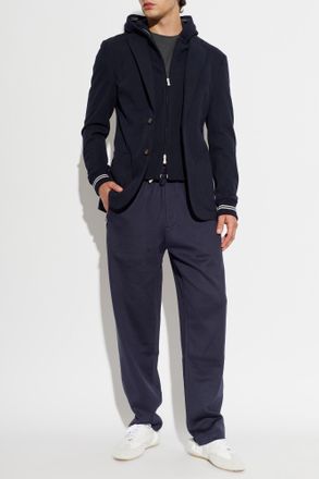 Eleventy Jacket Made Of Combined Materials, Mens, Navy Blue