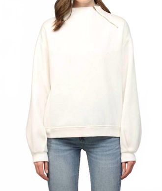 Fate Womens Zipper Trimmed Round Neck Sweatshirt In White