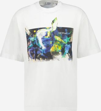 Off-white T-Shirt aus cremefarbener Baumwolle mit Logo