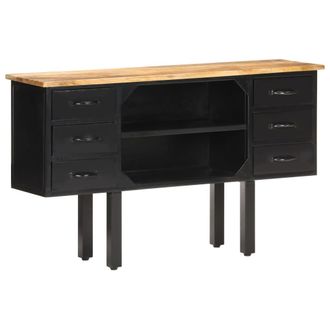 vidaXL Vidaxl - Aparador De Madera Maciza De Mango Rugosa Y Acero 110x30x65 Cm
