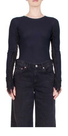 Maison Margiela Womens Fringe Bodysuit In Black