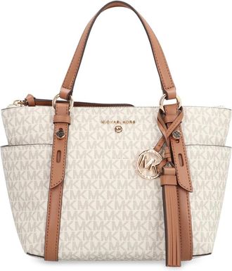 Michael Kors Gestoffeerde Canvas Tote Bag - Dames - Shoppers - Wit - ONE Size - Katoen - Tassen