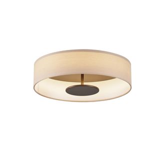 QAZQA Qazqa Moderno L&aacute;mpara De Techo Moderna Blanca Con Interior En Bronce Con Led Regulable En 3 Pasos - Bredow Textil /acero Redonda Incluye Led Max. 1 X 