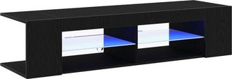 vidaXL TV Stand with LED Lights, Black Oak, 135x39x30cm, Made of Engineered Wood vidaXL