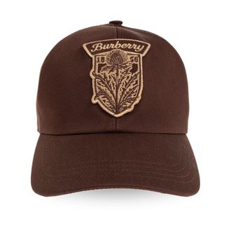 Burberry Thistle Shield Gabardine Baseball Cap - Heren - Petten - Bruin - M - Katoen - Accessoires