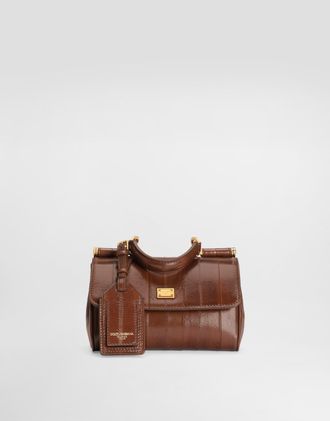 Dolce & Gabbana Mini My Sicily Eel Handbag - Woman Handbags Brown Onesize