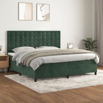vidaXL Vidaxl - Cama Box Spring Con Colch&oacute;n Terciopelo Verde Oscuro 200x200 Cm