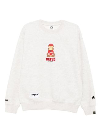 Aape By A Bathing Ape embroidered-logo sweatshirt - men - Cotton/Polyester - M - Grey