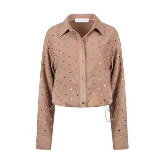 Nukus Nukus - Ally Blouse Paillet Beads - Dames - Blouses & Shirts - Bruin - Maat: 2XL Polyamide