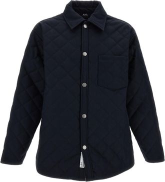 A.P.C. Quilted Wool Blend Blouson Jacket With Classic Detailing