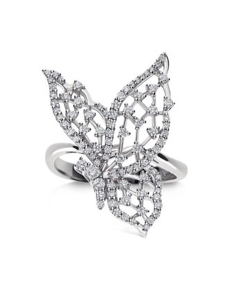 Leo Pizzo 18kt white gold Light Wings ring - women - Diamond/18kt White Gold - 17 - Silver