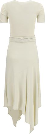 Alaia Womens Belted Jersey Dress Cream Viscose