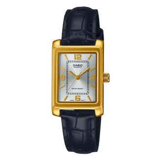 Casio Accessoires, Dames, Zwart, ONE Size, Leer, Ltp-1234Pgl-7A2Ef Rechthoekig Horloge