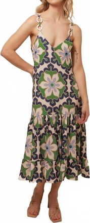 Lavi Penelope Midi Dress In Blue/green/blush