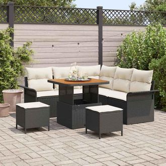 vidaXL Vidaxl Set Divano Da Giardino Con Cuscino 8 Pcs Nero E Crema