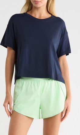 90 Degree by Reflex Seamless Echo High-Low Crop T-Shirt in Naval Blue/Celedon at Nordstrom Rack, Size X-Small