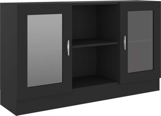 vidaXL Vitrina De Madera Contrachapada Negro 120x30,5x70 Cm Vidaxl