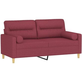 vidaXL Sof&aacute; De 2 Plazas Con Cojines Tela Rojo Tinto 140 Cm Vidaxl