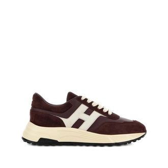 Hogan Bordeaux Vetersluiting Memory Foam Sneakers - Heren - Sneakers - Bruin - 39 EU - Leer - Schoenen