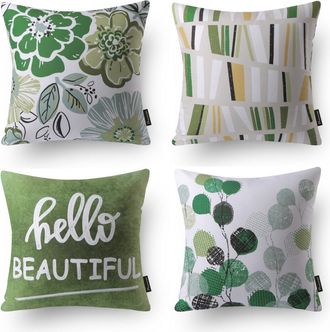 OEM Fundas De Almohada Decorativas Phantoscope Sweet Home Collection, Color Verde Jesse, 45 X 45 Cm, Juego De 4 Piezas