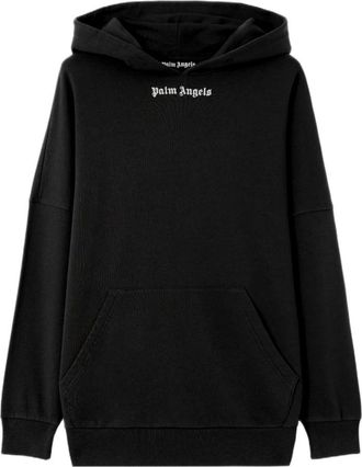 Palm Angels Classic Logo Over Hoodie - Heren - Hoodies - Zwart - S - Katoen - Hoodies & sweatvesten