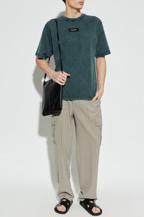 Dolce & Gabbana T-shirt With Logo Patch, Mens, Green